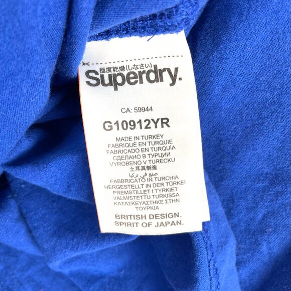 Superdry T Shirt Womens US Size 8 Small Royal Blue Metallic Logo - Picture 8 of 8